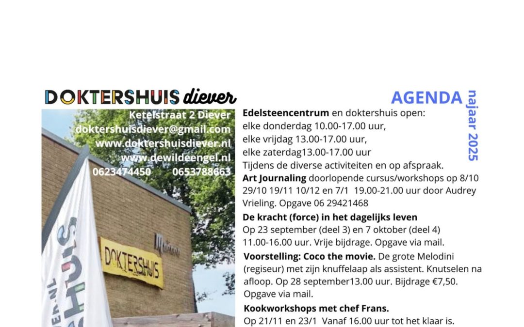 Agenda en openingstijden najaar 2025